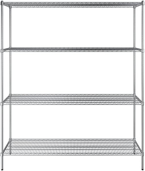21" x 72" NSF Chrome 4-Shelf Kit with 86" Posts, Heavy Duty Storage Shelving, Wire Shelving Kit, NSF Commercial Storage Rack Unit