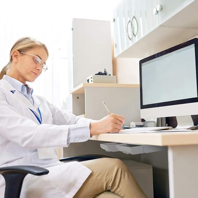 Desk Drawer Attachment, 2 Pack Pencil Organizer, Hidden Desk Organizer, Under Desk Organizer Adhesive, Pen Holder, Desk Accessories & Workspace Organizers, Pen Drawers, Drawer Tray Storage Desktop-NeatNest