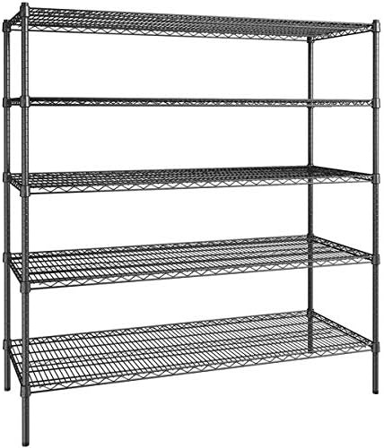 24" x 60" NSF Black Epoxy 5-Shelf Kit with 72" Posts, Commercial Storage Rack Unit, Heavy Duty Storage Shelving, Wire Shelving Kit, Adjustable Rack Strong Steel, Multipurpose Wire Shelf