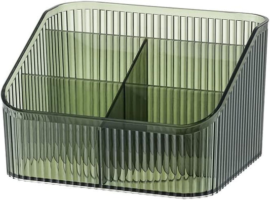 Makeup Organizer Cosmetics Storage Box, Large Capacity Make Up Brush Holder Organizer Vanity Accessories, Bathroom Countertops, Desk Storage Container, Cosmetic Display cases(Green-L)-NeatNest