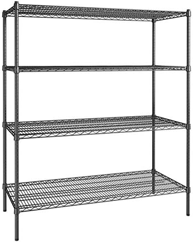 24" x 54" NSF Black Epoxy 4-Shelf Kit with 64" Posts, Heavy Duty Storage Shelving, Wire Shelving Kit, NSF Commercial Storage Rack Unit