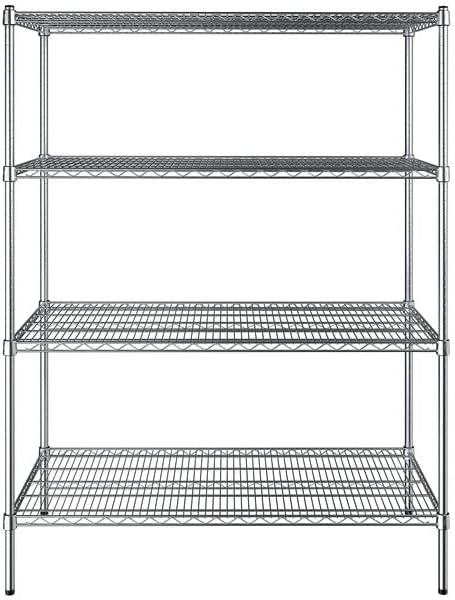24" x 48" NSF Chrome 4-Shelf Kit with 64" Posts, Heavy Duty Storage Shelving, Wire Shelving Kit, NSF Commercial Storage Rack Unit