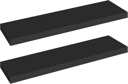 HOOBRO Floating Shelves for Wall, Wall Mounted Shelf Set of 2, 31.5" Hanging Shelf with Invisible Brackets, for Wall in Bathroom, Bedroom, Toilet, Kitchen, Living Room, Office, Black BK80BJP201-NeatNest