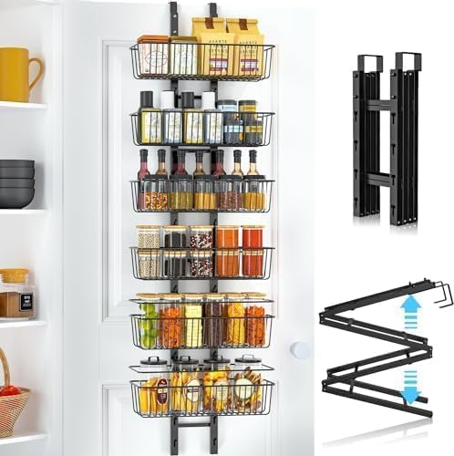 8-Tier Over the Door Pantry Organizer, Heavy-Duty Metal with 8 Baskets, Hanging Storage and Organization, Spice Rack for Kitchen Organizers and Storage, Home Storage, BedRoom