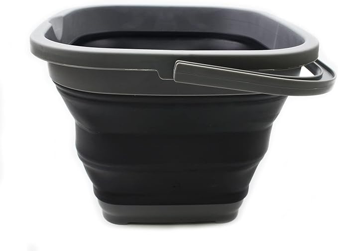 SAMMART 10L (2.6 Gallon) Collapsible Rectangular Handy Basket/Bucket (Grey/Black (Set of 2))-NeatNest