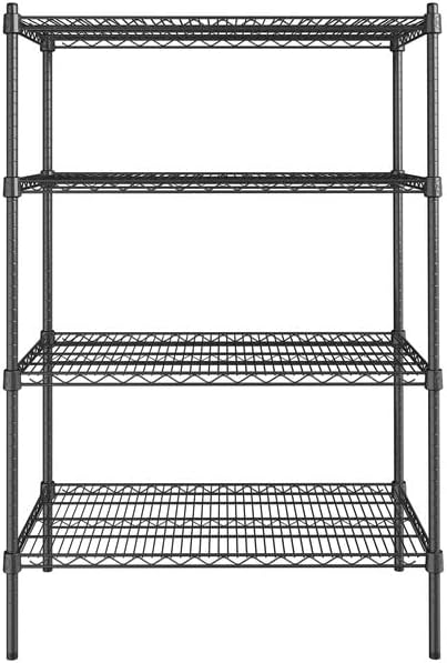 21" x 36" NSF Black Epoxy 4-Shelf Kit with 54" Posts, Heavy Duty Storage Shelving, Wire Shelving Kit, NSF Commercial Storage Rack Unit