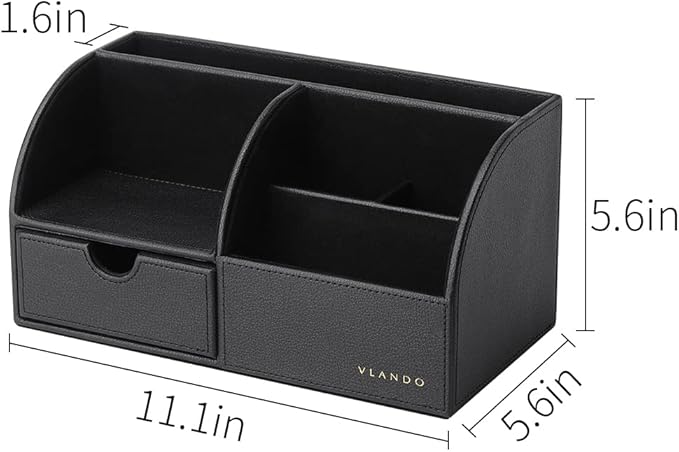 Vlando Office Supplies Desk Organizer Caddy,Back to School Supplies for Desk Caddy, Desktop Hanging File Letter Document Storage Holder with Drawer Organizer Section for Office Home 2 Pack Black-NeatNest