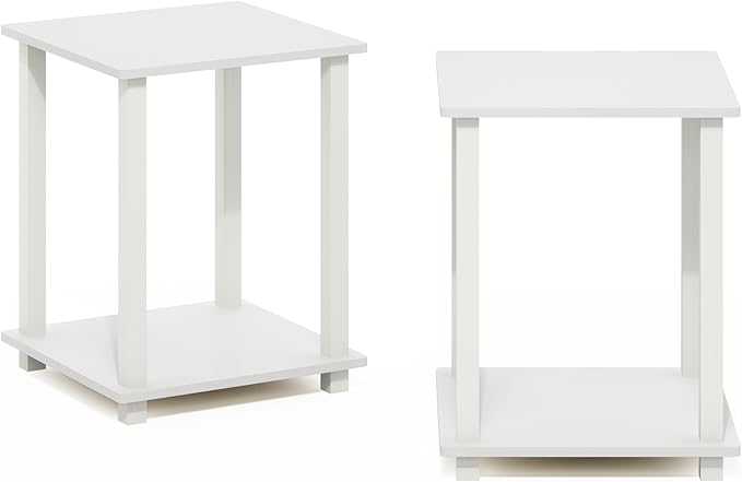 Furinno Simplistic End Table, Set of Two, White/White-NeatNest