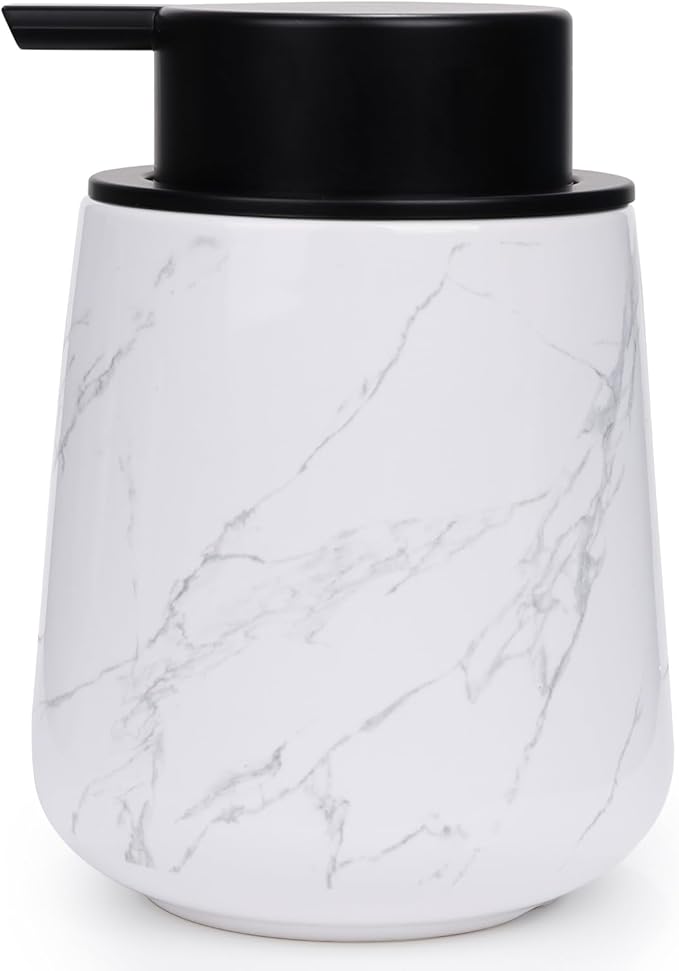 Bosilunlife Hand Soap Dispenser - Marble Lotion Dispenser 12Oz Ceramic Soap Dispenser Bathroom Refillable Liquid Pump Dispenser for Bathroom Kitchen Dispenser for Dish Soap with Easy-to-Press Pump-NeatNest