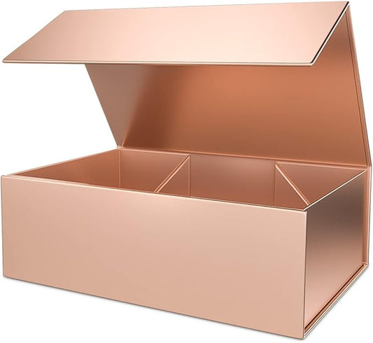 Gift Box 12" x 6" x 4" with Magnetic Closure Lid Gifts Boxe for Presents,Bridesmaid Gifts Boxes,Cute Box,Birthday Gift Boxe,Luxury for Gifts Packaging, Magnetic Gift Boxes for Wrapping Gifts (Rose Gold)-NeatNest