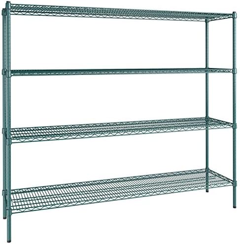 18" x 72" NSF Green Epoxy 4-Shelf Kit with 64" Posts, Heavy Duty Storage Shelving, Wire Shelving Kit, NSF Commercial Storage Rack Unit