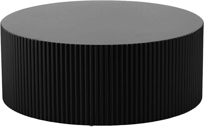 KEVINSPACE Round Coffee Table Modern CoffeeTable CoffeeTables for Living Room Round WoodCoffeeTable CircleCoffee Tables LargeRound Coffee TableBedroom Office No Assembling Ø35.43" x 13.78"H Black