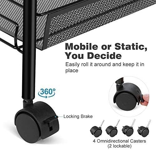 JANE EYRE Rolling Utility Storage Rack Cart on Wheels, Trolley Carft cart, Multi-Purpose Organizer Shelf (Black, 4 Tier)…-NeatNest
