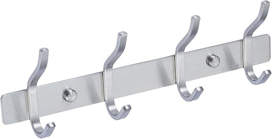 AZW Coat Rack Wall Mount,Heavy Duty Stainless Steel Metal Coat Hooks Hanging for Robes Bags Keys Hat Clothes and Bathroom Door Towels Hanger（Brushed Silver Nickel 4 Hooks-NeatNest