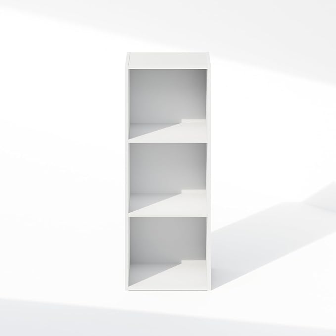 Furinno Reed 3-Tier Open Shelf Clothing & Closet Storage Organization, White-NeatNest