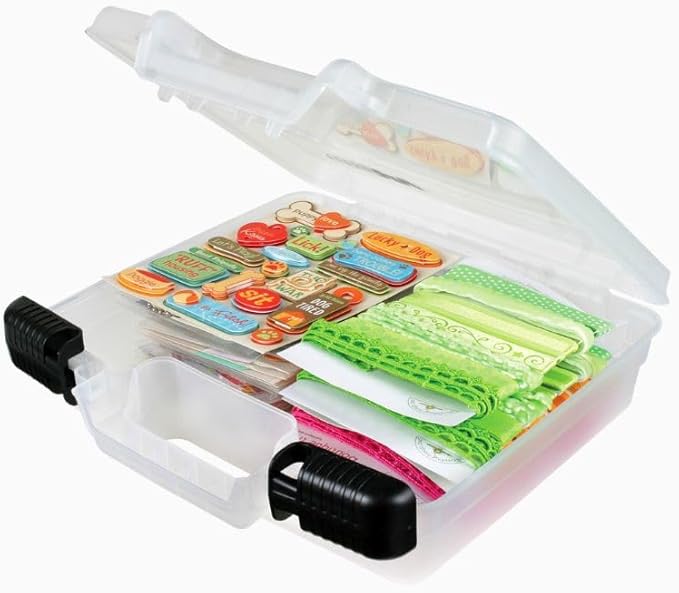 ArtBin 6972AB 10 inch Quick View Deep Base Carrying Case, Portable Art & Craft Organizer with Handle, [1] Plastic Storage Case, Translucent