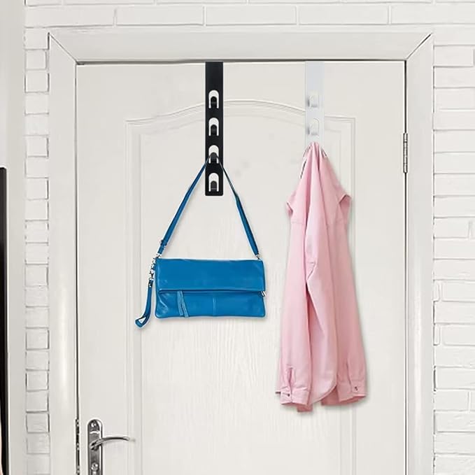 2 Pack Black Coat Hooks, 4 Layers Metal Hats Hanger, Strong Vertical Black Coat Hook, Over Door Rack for Hanging Bags Jams Scarf Keys and More.