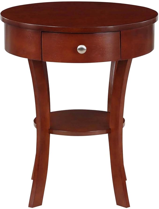 Convenience Concepts Classic Accents Schaffer 1 Drawer End Table with Shelf, 20" L x 20" W x 24" H, Mahogany-NeatNest