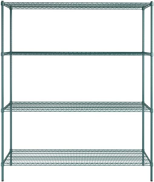 21" x 72" NSF Green Epoxy 4-Shelf Kit with 86" Posts, Heavy Duty Storage Shelving, Wire Shelving Kit, NSF Commercial Storage Rack Unit