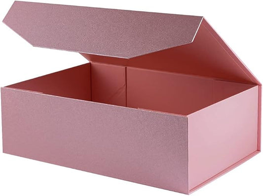 1Pcs Pink 13x9x4 Inch Upgrade Hard Large Gift Box with Lid, Foldable Magnetic Gift Boxes,Groomsman Box Bridesmaid Proposal Box, Reusable Gift Boxes for Clothes-NeatNest