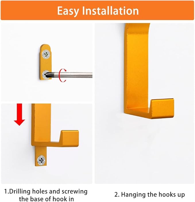 Coat Rack Hooks Wall Mounted, Gold 8Packs, KYOEON Bath Towel Rope Hooks for Kitchen, Door, Cabinet, Bathroom, Foyers, Hallways, and Bedrooms-NeatNest