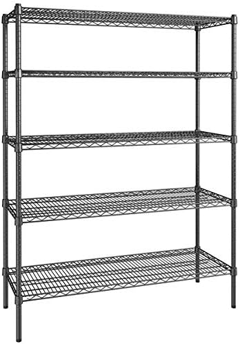 18" x 48" NSF Black Epoxy 5-Shelf Kit with 72" Posts, Commercial Storage Rack Unit, Heavy Duty Storage Shelving, Wire Shelving Kit, Adjustable Rack Strong Steel, Multipurpose Wire Shelf