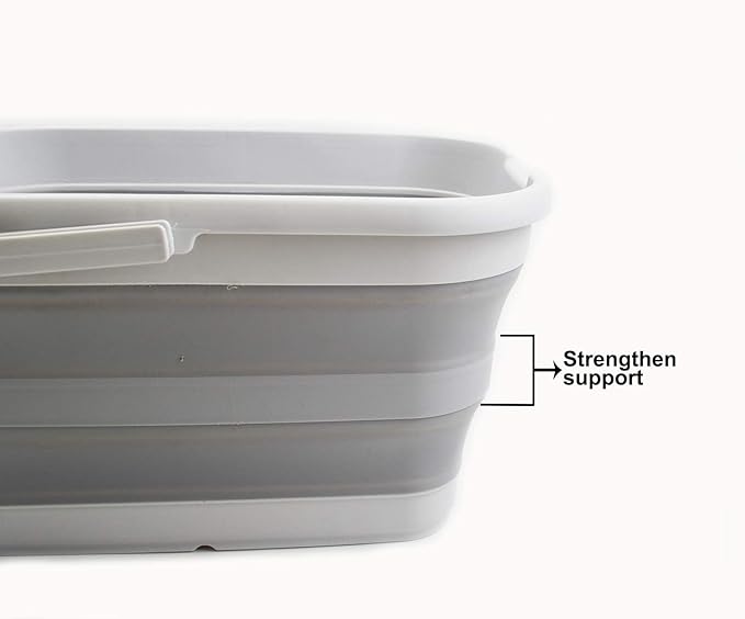 SAMMART 12L (3.17 Gallon) Collapsible Rectangular Handy Bucket (1, Grey)