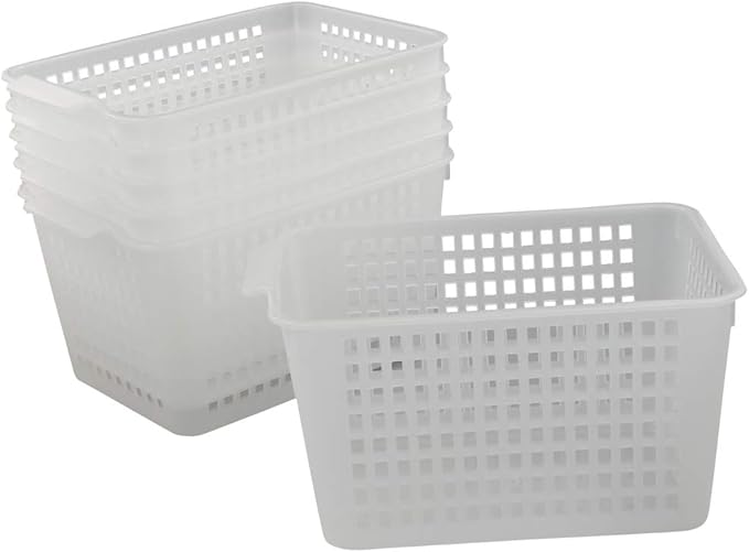 Clear Plastic Storage Bins/Basket Organizer for Home Bathroom Kitchen, 6-Pack-NeatNest
