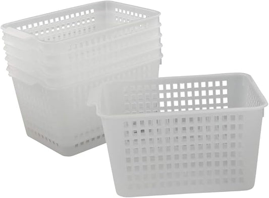 Clear Plastic Storage Bins/Basket Organizer for Home Bathroom Kitchen, 6-Pack-NeatNest