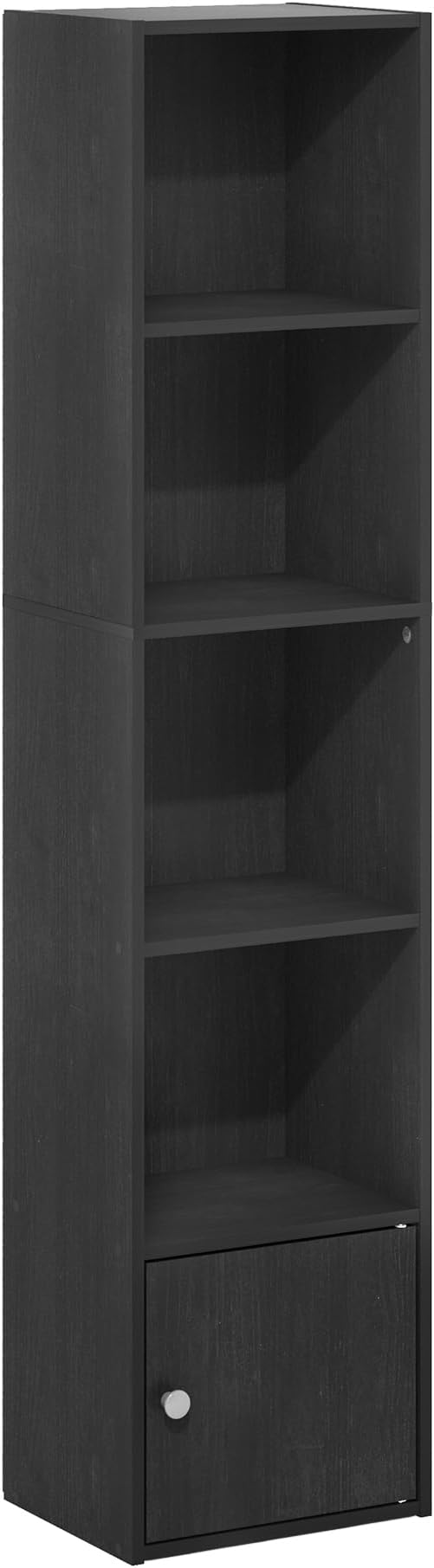 Furinno Luder Shelf Bookcase with 1 Door Storage Cabinet, Blackwood-NeatNest
