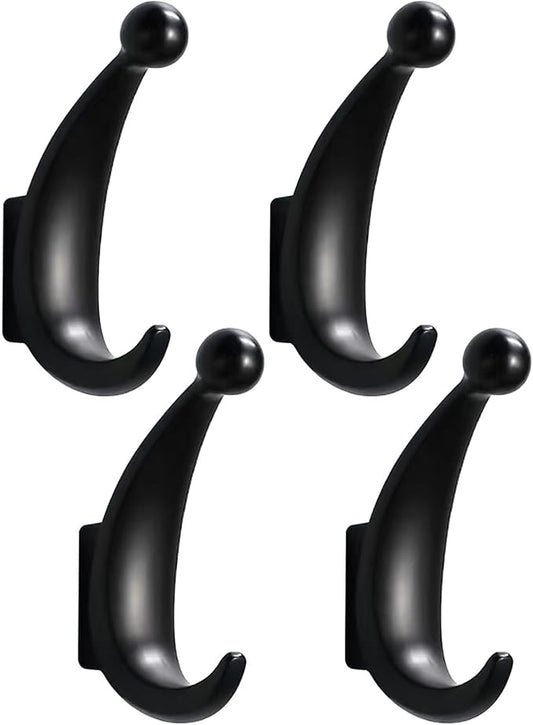4 Pack Bathroom Towel Hooks, Screw in Metal Robe & Coat Hooks for Wall(Matte Black)