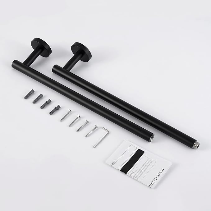 KES 25.2 Inches Black Towel Bar for Bathroom, Hand Towel Holder, Towel Bar Wall Mount, SUS304 Stainless Steel Matte Black, Total Length 27.6 Inch, A2000S70B-BK
