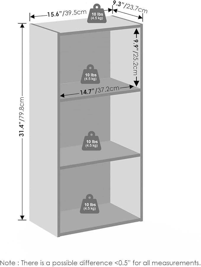 Furinno Reed 3-Tier Open Shelf Multipurpose Closet & Clothing Storage, Storage Organizer, White-NeatNest