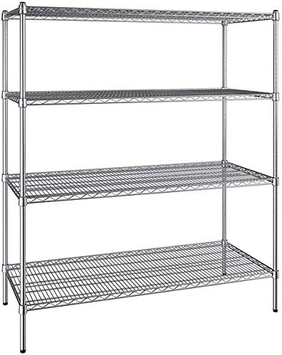 24" x 54" NSF Chrome 4-Shelf Kit with 64" Posts, Heavy Duty Storage Shelving, Wire Shelving Kit, NSF Commercial Storage Rack Unit