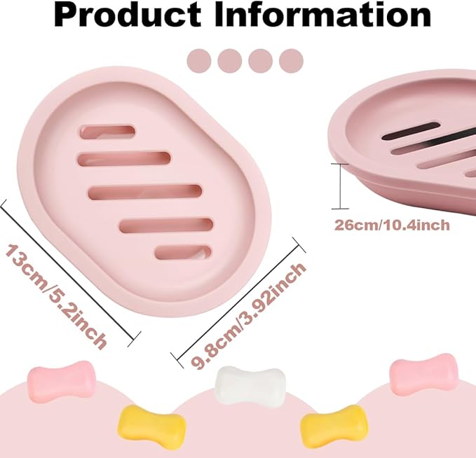 4Pcs Double-Layer Bar Soap Holder for Shower Soap Dish with Drain Soap Saver Box Container Plastic Soap Dish for Bathroom Counter,Kitchen,Toilet (Pink)-NeatNest