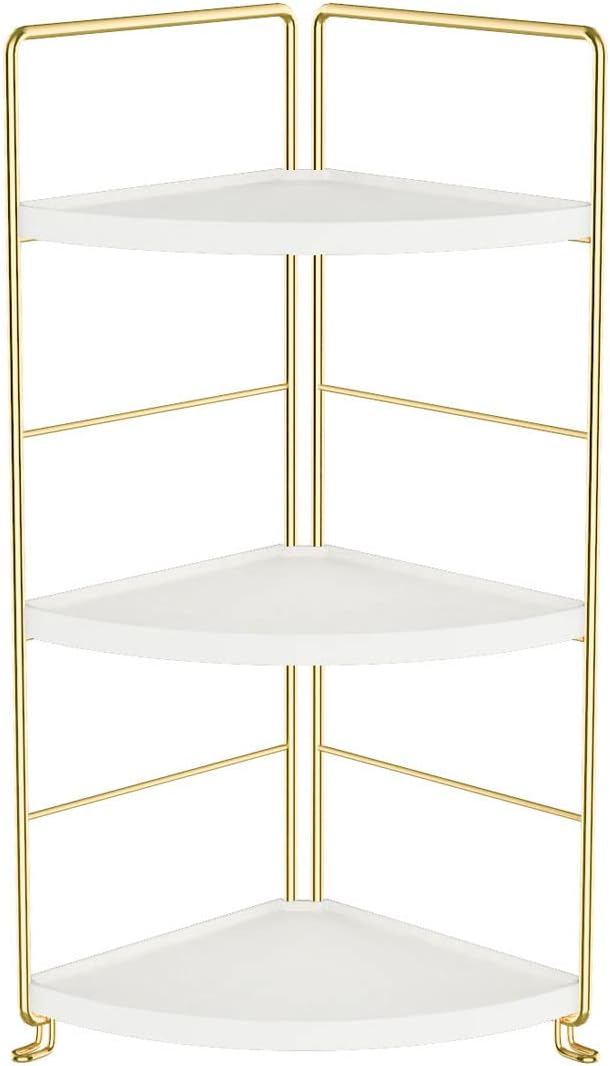 3-Tier Kitchen Spice Rack , Standing Rack,Triangle Bathroom Countertop Storage Shelf ,Cosmetic Organizer Holder , Stackable Cabinet Organizer , Kitchen Counter Shelf , Corner Spice Rack ,Golden-NeatNest