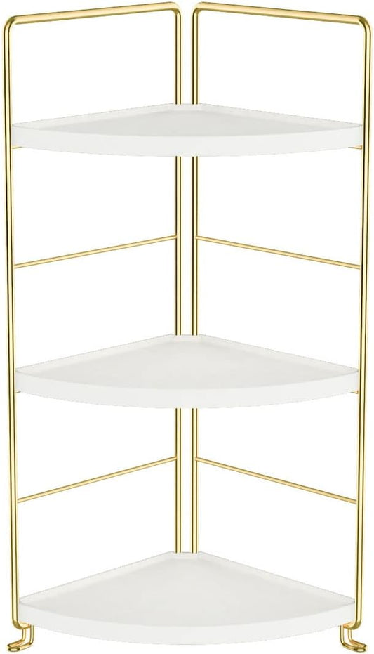 3-Tier Kitchen Spice Rack , Standing Rack,Triangle Bathroom Countertop Storage Shelf ,Cosmetic Organizer Holder , Stackable Cabinet Organizer , Kitchen Counter Shelf , Corner Spice Rack ,Golden-NeatNest