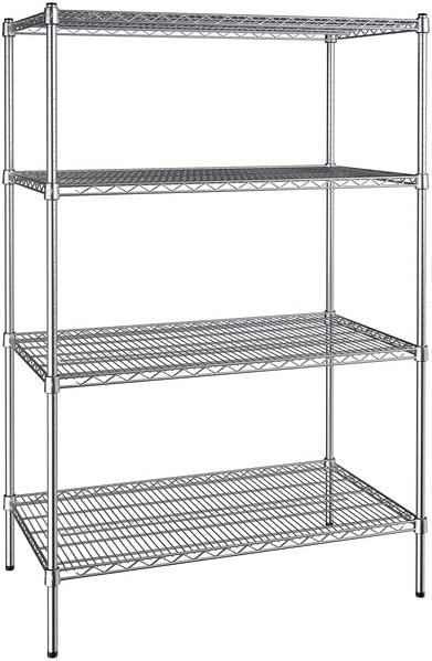 24" x 42" NSF Chrome 4-Shelf Kit with 64" Posts, Heavy Duty Storage Shelving, Wire Shelving Kit, NSF Commercial Storage Rack Unit