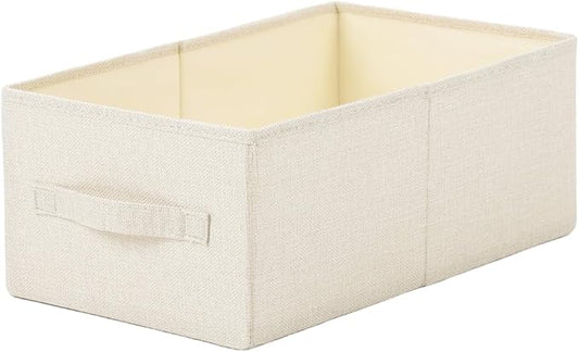 ALYER Collapsible Fabric Storage Organizer with Handles,Shelf Bins Box Container for Bedroom Office Closet Babies Nursery Toys Books Clothes (Beige,16.2" x 9.5" x 6.7")