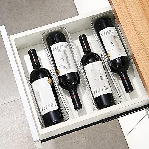 6 Pack Plastic Wine Bottle Holder for Refrigerator, Acrylic Wine Rack Refrigerator, Clear Wine Bottle Organizer Holder for Kitchen, Refrigerator, Countertop Organization