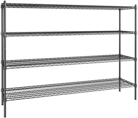 18" x 72" NSF Black Epoxy 4-Shelf Kit with 54" Posts, Heavy Duty Storage Shelving, Wire Shelving Kit, NSF Commercial Storage Rack Unit