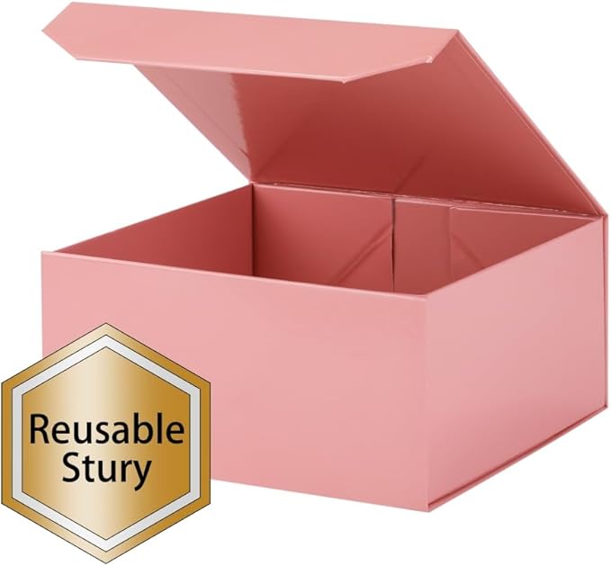 6 Pcs 8x8x4 Inch Pink Magnetic Gift Box Small Magnetic Box with Crinkle Paper Pink Small Gift Box with Shredded Paper Luxury Gift Boxes with Lids for Presents-NeatNest