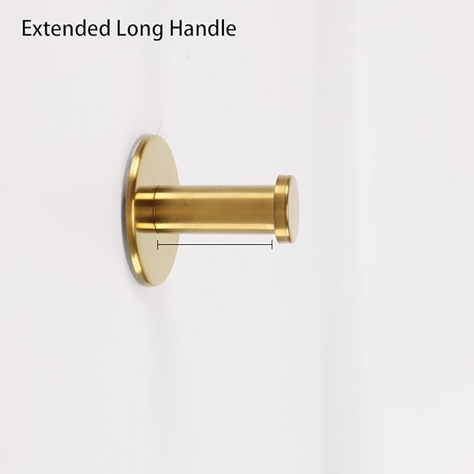 Bath Towel Hooks, 4 Pack Self Adhesive Coat Hooks, Sturdy No Drilling Robe Hook, SUS 304 Stainless Steel Heavy Duty Clothes Hanger, Wall Hooks for Bathroom Bedroom Kitchen (2 in, ‎Gold)
