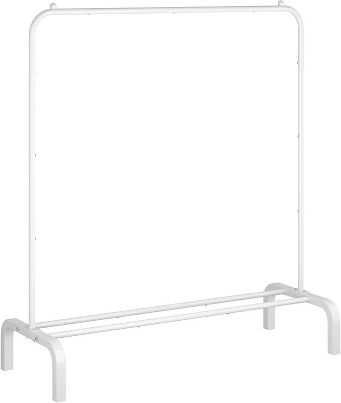Clothes Rack Metal Clothing Rack with Bottom Shelf Garment Rack for Hanging Clothes Shirts Jeans and Coats White-NeatNest