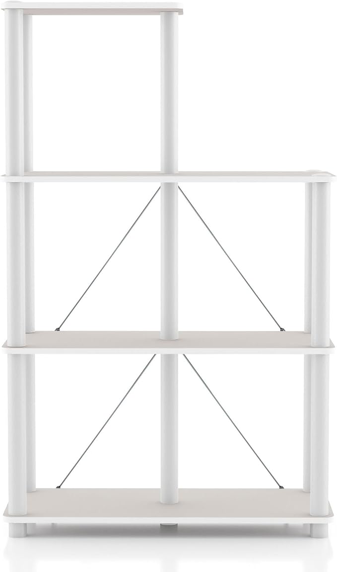 HOMES: Inside + Out Apexa Modern 5-Cube Ladder Shelving Units, Collectibles Display Shelves, Easy Assembly Standing Shelf, Home Storage Organizer for Living Room, Bedroom, Office, Taupe Grey