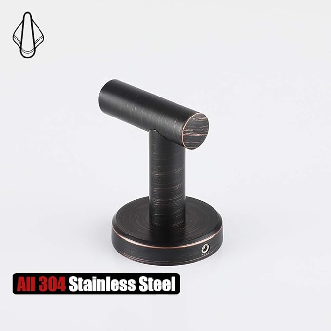 JQK Bathroom Towel Hook Oil Rubbed Bronze, 304 Stainless Steel 0.8mm Coat Robe Clothes Hook for Bathroom Kitchen Garage Wall Mounted (Pack of 4), TH100-ORB-P4-NeatNest