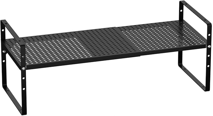 Cabinet Organizer Shelf,Expandable Spice Rack,Stackable Countertop Storage Shelves for Kitchen Cupboard Pantry Countertop Bathroom Organization,Black-NeatNest