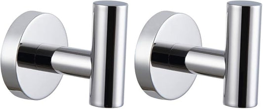 Polished Stainless Steel Towel Coat Hooks Bathroom Clothes Garage Hotel Cabinet Closet Sponges Robe Hook Wall Mounted Round Kitchen Heavy Duty Bath Door Hanger 2 Pack