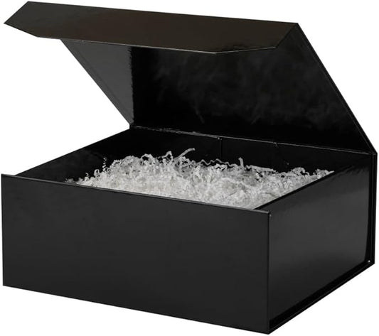 6 Pcs Black Gift Box Large 13x11x5.3 Inch Large Black Gift Box Large Magnetic Gift Box with Crinkle Paper Black Large Gift Box with Shredded Paper Luxury Gift Boxes with Lids for Presents-NeatNest