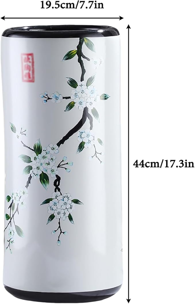 Ceramic Umbrella Stand Living Room Floor-Standing Freestanding Cane Chinese Umbrella Stand Multifunctional Painted Porcelain Vintage Ceramics Flower Vases for Home Office Entrance Indoor(D)-NeatNest